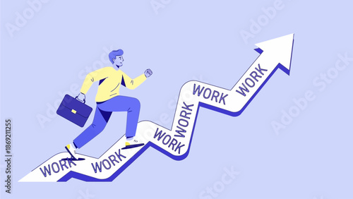 Ambitious Businessman Climbing the Ladder of Success A Journey of Professional Growth and Determination on an Upward Path