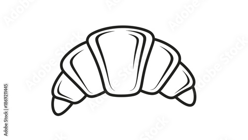 Fresh croissant pastry line art icon isolated on white.