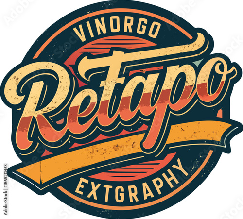 Retro Badge Typography Design with Vintage Distressed Aesthetic and Circular Emblem Style
