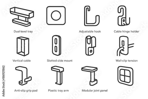 Arm pad vertical hook cable multipurpose side icon hinge vector tunnel