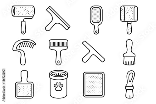 Pet icon cleaner vector removers handle fur scraper holder reusable fabric hair