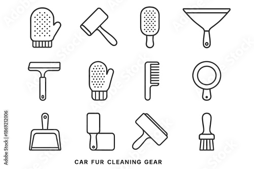 Mini icon silicone pad handheld vector car fabric comb cleaning fur glove