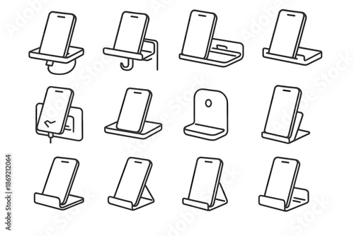 Slot icons phone grip shelf icon vector floating tilt hook tray pad
