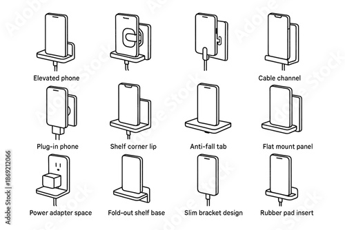 Stations cable base phone integrated vector elevated icon lip tab channel charging