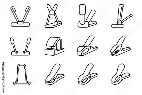 Spring lock dual holder slim icon portable base vector foldable book hinge