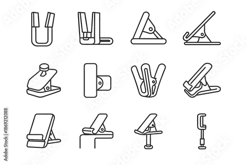 Base groove icon pin pad vector book clip lock stand spring mounting