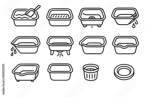 Basin bin pour ridge vector board corner compact icon grip rinse icons