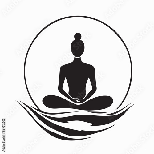 Meditation Yoga Pogo Template Vector isolated on white Background