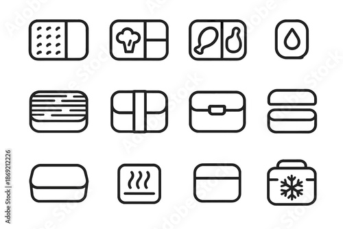 Sauce reheatable rounded vegetable insulated icons box bento icon dish line corner