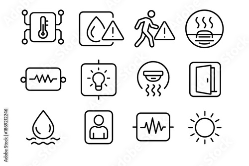 Signal sensors vector air tracker icon detection leak water smart humidity home