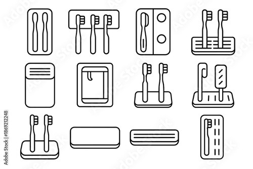 Vented icon brush detachable case drying slot tray mount dual icons vector