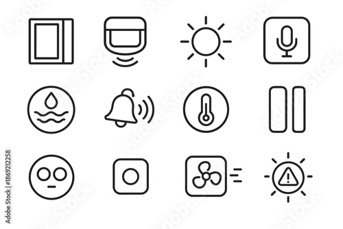 Vector flood icons home icon contact puck monitor detect orb connected alert