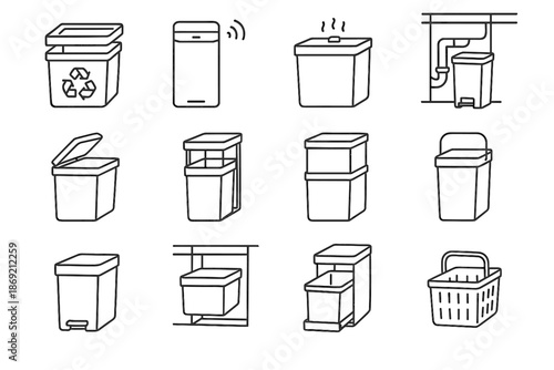 Inner icon vector box tray caddy waste tub sink pail under