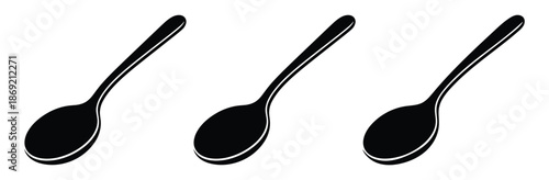 Spoon icons in black and white for design and branding projects,Spoon icon design collection. Vector sign and symbol for UI designs,Spoon icons graphics set
