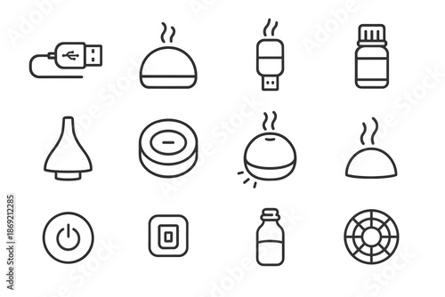 Pad vector lid oil power aroma tank diffuser icon outlet steam cable