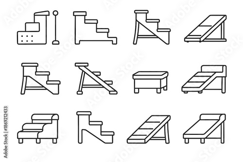 Pet icons landing vector wide step climbing reinforced access edge platform vertical