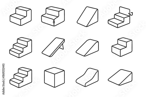 Icon triangle stair unit ramp system vector step stairs minimalist pet compact