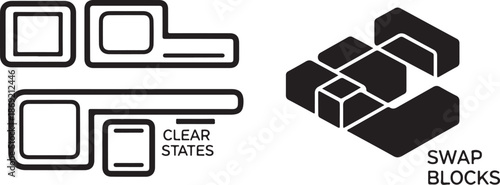 Geometric shapes and blocks in black and white