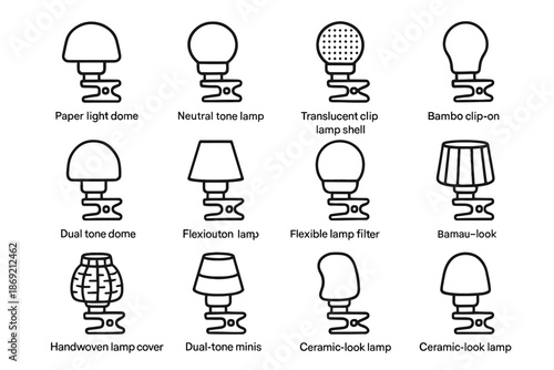 Cover cap lamp diffuser vector mini frosted flexible icon bamboo clip