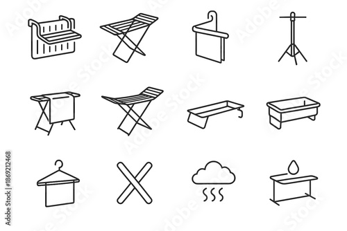 Symbol foldable zone base rack drying dryer hanger rail wing icon vector