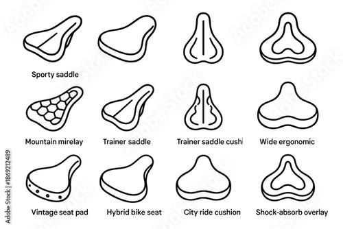 Ergonomic city vector saddle commuter seat icon cushion mountain iconography bike