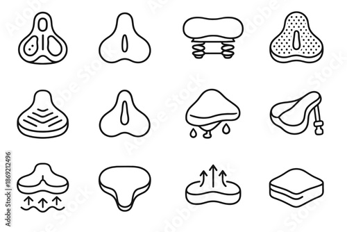 Shape center icon foam wide symbol seat bike ergonomic spring vector icons