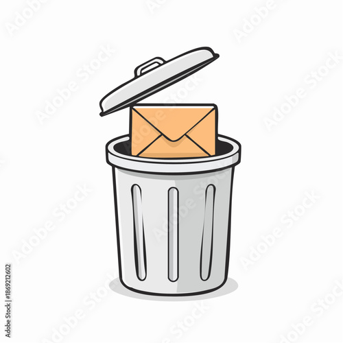 An envelope being discarded into a wastebasket
