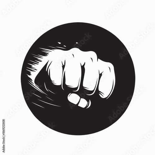 Fist Logo Design Forward Punch Icon Logo Vector on White Background