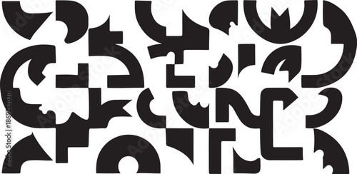 Black and white abstract geometric shapes pattern background