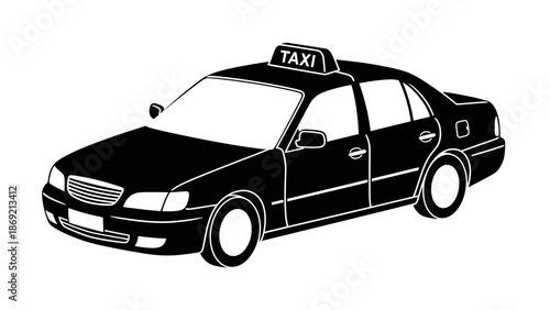 Taxi Car Vehicle Silhouette Vector Illustration.