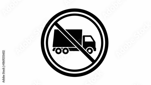 No Heavy Trucks Entry Road Sign Icon.
