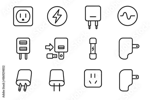 Charger compact curve universal adapter fuse vector edge outlet energy icon usb