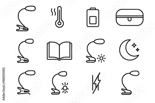 Flexible arc icon vector compact size lamp heat reading light profile warm