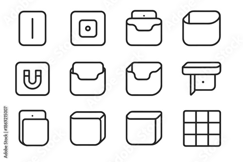 Corner mount grip wall indicator depth container vector hanging icon shelf