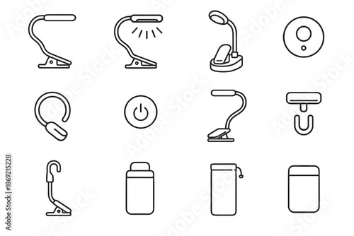 Hook setting icon magnetic dock travel light glow structure pouch vector joint