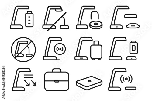 Icons icon lamp vector pad beam transport cordless case power charging symbol