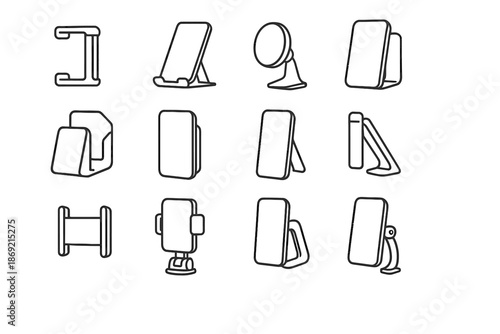 Compact foldable slim pad catch icon base vector mount phone adjustable