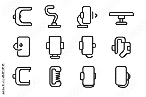 Silicone hook universal rotating curved vector clips icon phone secure tension latch