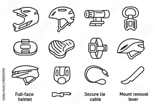 Visor aerodynamic vector flashlight tie removable cable rail bicycle helmet icon mounting