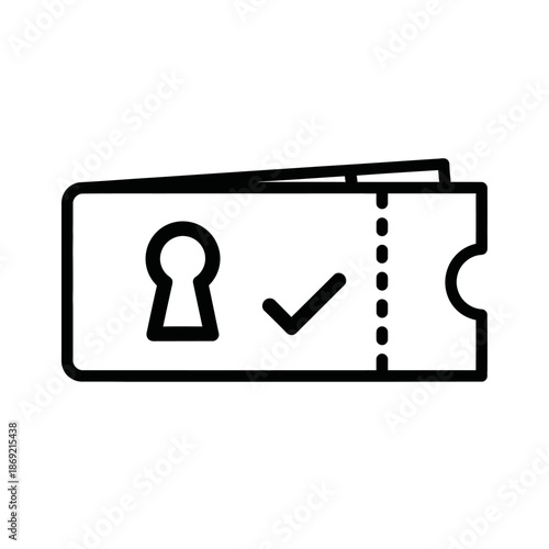 Close-up of Entrance Ticket with Keyhole and Checkmark Icon for Event Access