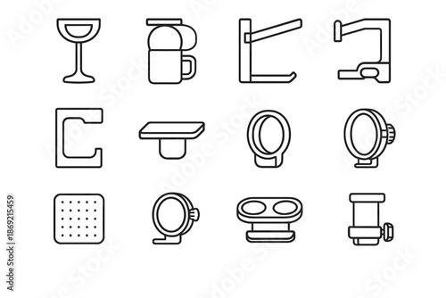 Icons holder icon horizontal vector arm wine glass mount clamp beverage mug