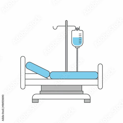 Hospital Bed with IV Drip - Medical Treatment and Care Illustration
