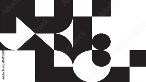 Geometric shapes in black and white abstract art