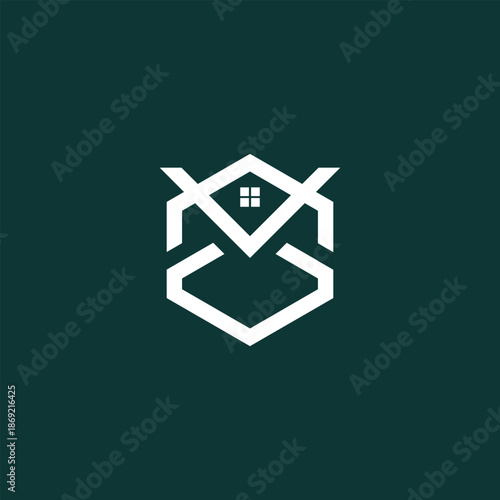 Sophisticated geometric owl and house emblem, a clever design for real estate agencies, home services, property management, and smart residential solutions