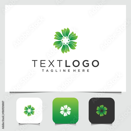 Abstract green floral logo design with a clean and modern aesthetic suitable for nature or wellness brands