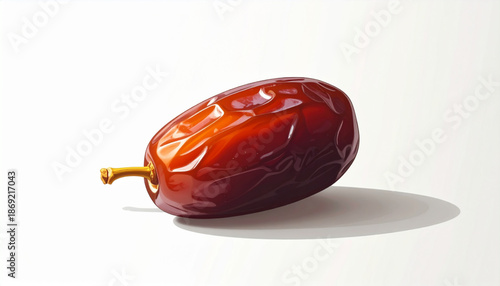 Vector illustration of a date fruit with stem, top-down view, white background, clean design