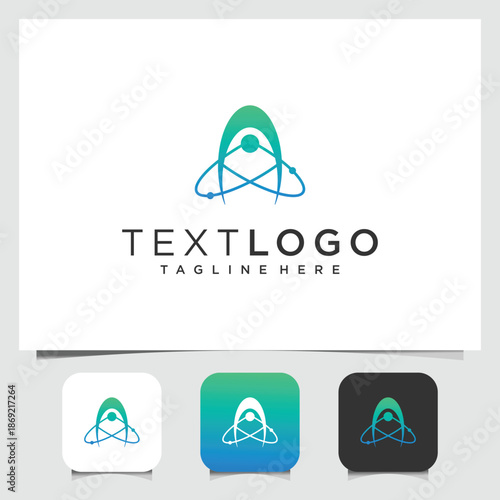 Modern abstract vector logo featuring a dynamic triangular form with orbital lines, symbolizing technology, science, innovation, and connectivity.
