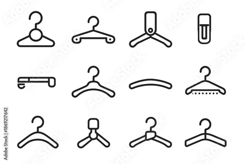 Folding shoulder track support closet icon junction bend condensed vector hanger accessory