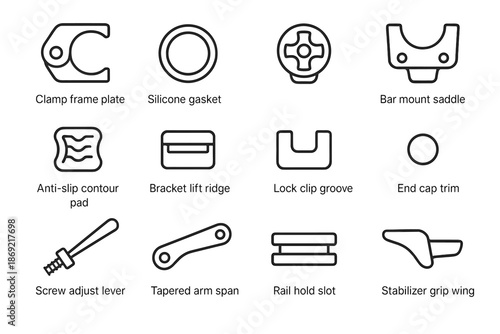 Stabilizer icons screw trim handlebar tapered gasket vector mount kit icon slot