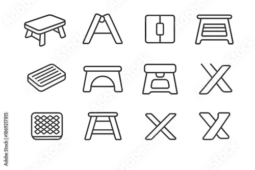 Stool reinforced track slip slab vector support edge latch icon folding bracket